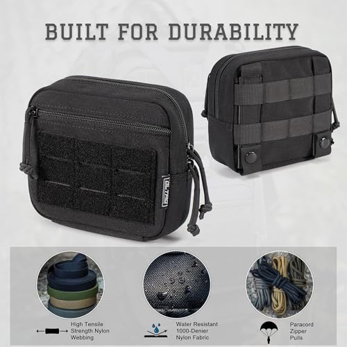 CLTAC Black M Tactical Molle Admin Pouch Utility EDC Tool Bag with US Flag Patch