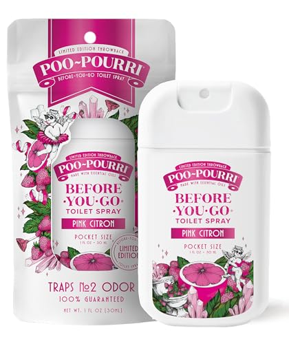 Pocket Toilet Spray - Travel Size 1 Fl Oz, Pink Citron - Up to 50 Uses