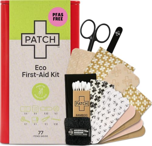 Patch Hypoallergenic Bamboo Bandages Assorted Sizes 77 ct – Latex Free First Aid Kit