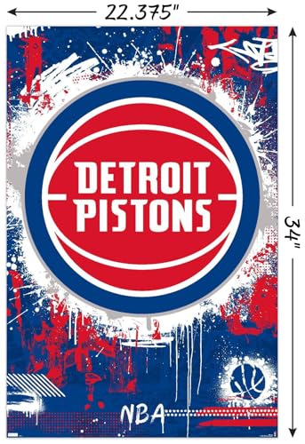 NBA Detroit Pistons Maximalist Logo Wall Poster Unframed 34"L x 22.4"W