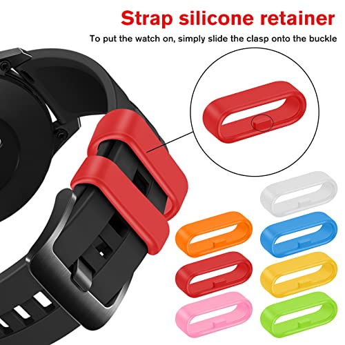 10 Pcs Silicone Watch Strap Fastener Rings - 20mm, 7 Colors