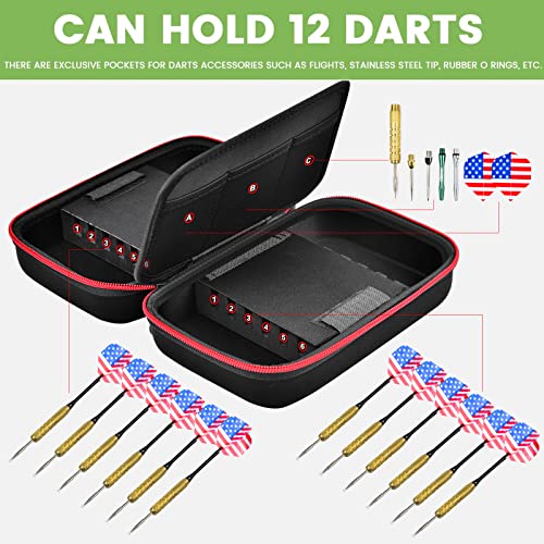 ALKOO Dart Case Holder Bag for 12 Darts – Red, Holds 12 Steel/Soft Tip Darts