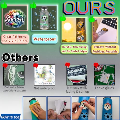 200 Soccer Stickers - Waterproof Decals for Water Bottles, Laptops, & More