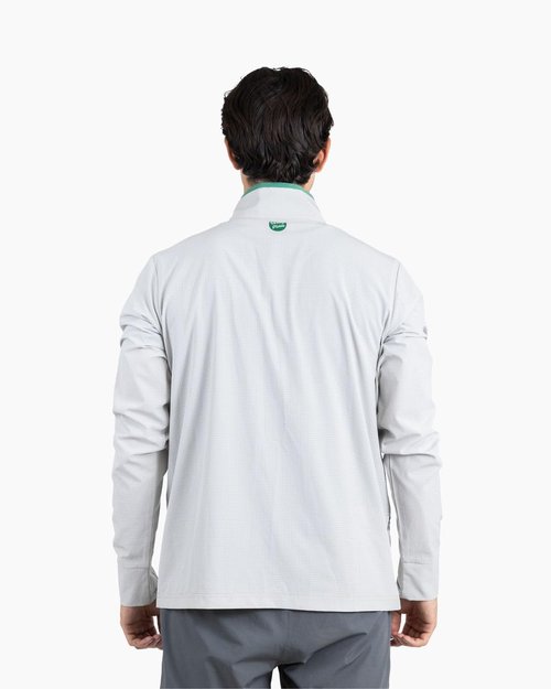 Varsity Pickle Men's Quarter Zip Pickleball Performance Pullover, Light Grey/Green (Medium)