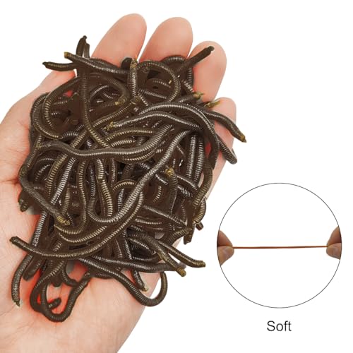 3.3-Inch Soft Worm Fishing Lure Baits - 100 Pcs Brown