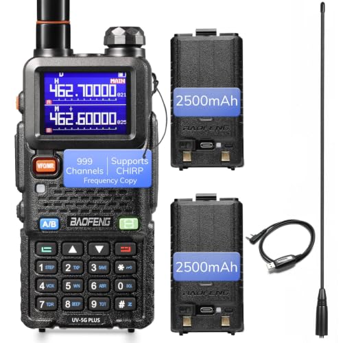 BAOFENG UV-5G Plus GMRS Handheld Radio 969 Channels with 2 Batteries & 15.5" Antenna