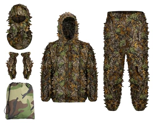Ginsco X-Large-XX-Large 3D Leafy Ghillie Suit for Hunting & Outdoor Camouflage