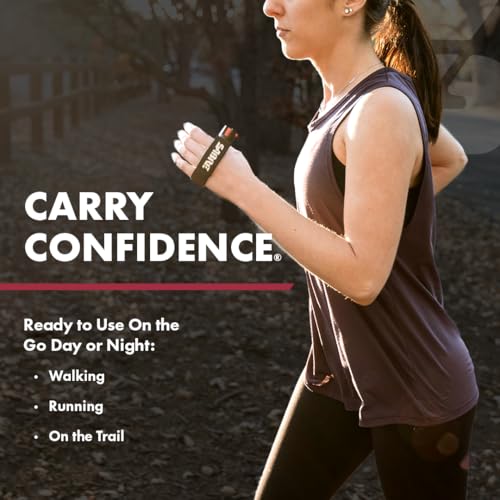 SABRE Runner Defense Spray, 3-in-1 Formula Contains Pepper Spray, CS Military Tear Gas & UV Marking Dye, Max Strength, Reflective Hand Strap, 4X longer spray time, Secure & Easy to Use Safety