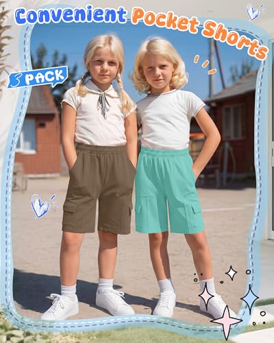 Girls' Bermuda Cargo Shorts - 3 Pack Comfortable Summer Casual Wear