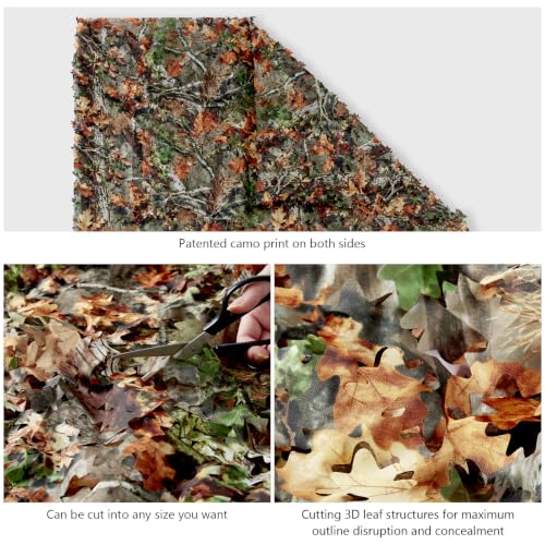 TrueStalk 5x16.4ft Woodland 3D Leaf Camo Netting, Tear-Resistant Mesh, Camouflage Cover