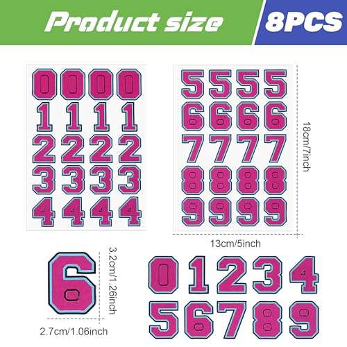 160 PCS Sports Helmet Number Stickers - Self-Adhesive Vinyl Decals - Rose Red
