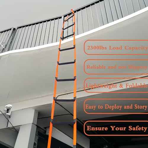 16 Feet Fire Escape Ladder Emergency Fire Ladder for 2-3 Story Homes Reusable Portable Safety Ladders for Windows, Balconies and Sailboats, Kayaks and More