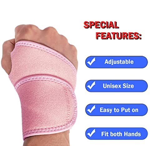 Adjustable Wrist Brace for Carpal Tunnel Relief - Pink