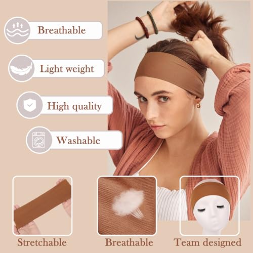 6 Pcs Women's Sports Headbands - Soft Non-Slip Fabric - 6 Colors
