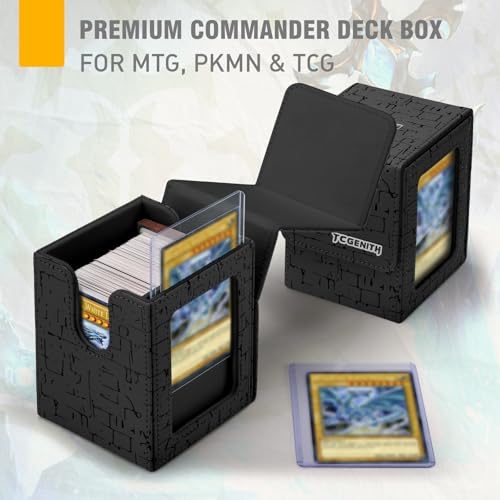 MTG Commander Deck Box with Display Window - 100+ Double-Sleeved Card Capacity, PU Leather, Magnetic Closure