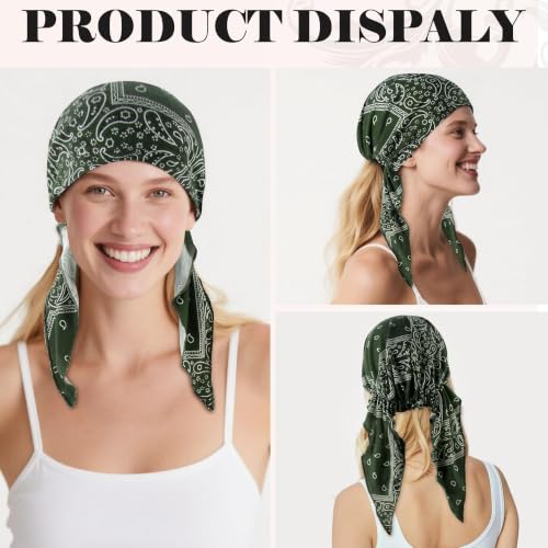 Chemo Headwear for Women - Pre-Tied Bandana Beanie Hat - Green