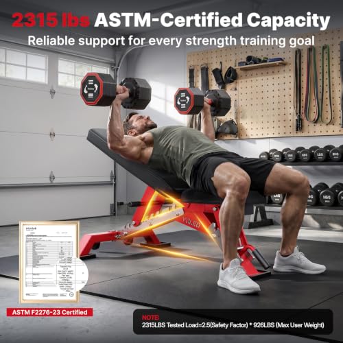 Adjustable Weight Bench - 2315LB Capacity - Red