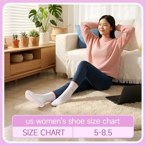 Pilates Socks with Grips for Women - 5 Pcs Ruffled Set - Pink, Purple, Orange, Green, Black