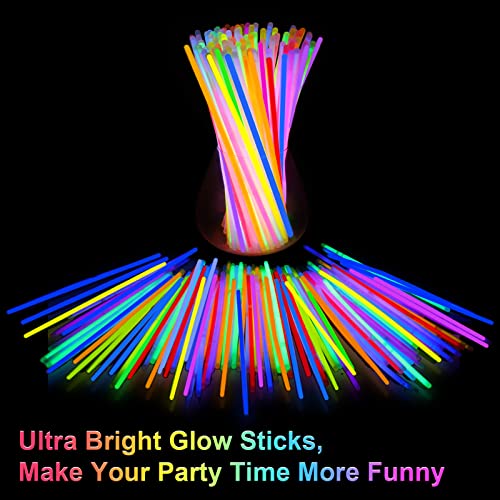 Glow Sticks Bulk Party Supplies | 70 PCS 8 Inch Glowsticks with Connectors | Glow in the Dark Light Up Sticks Party Favors Decorations