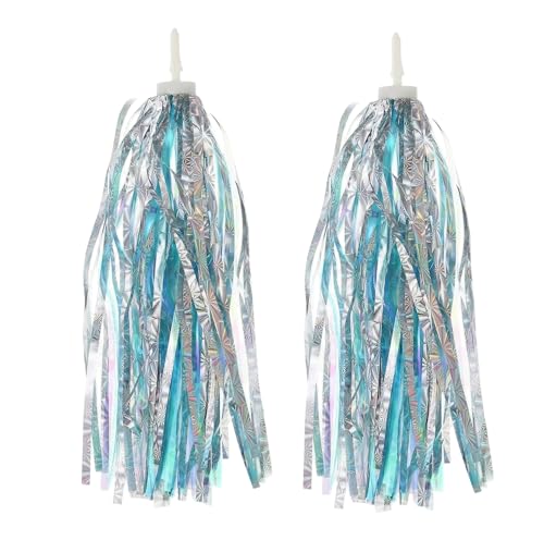 Kids Bicycle Handlebar Streamers - Colorful Blue Pom-Pom Pair