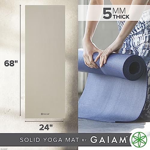 Yoga Mat - 5mm Non-Slip Thick Exercise & Fitness Mat - Sandstone