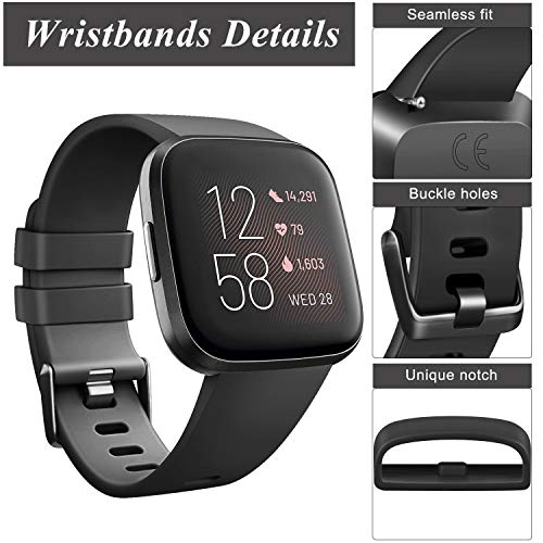 Soft TPU Bands for Fitbit Versa - 3 Pack Black/Navy Blue/Gray