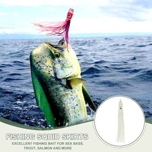 Fishing Squid Skirts Lures - Clear, 5 Inch, 5 Pack