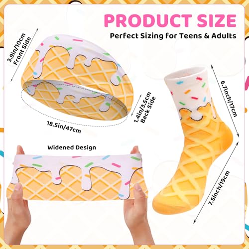 Ice Cream Sports Headband and Sock Set - White