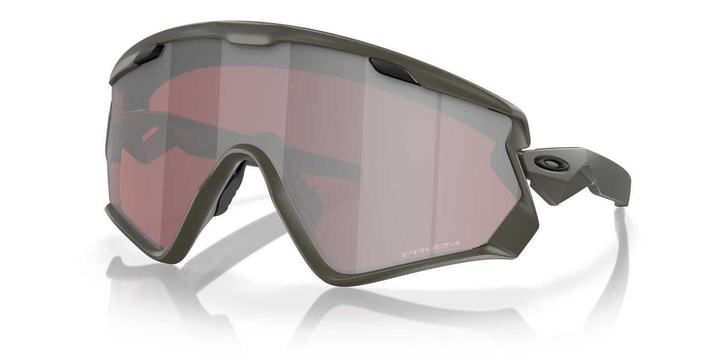 Oakley Men's Oo9418 Wind Jacket 2.0 Rectangular Sunglasses, Matte Olive/Prizm Snow Black, 45 mm