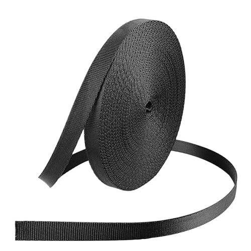 3/8 Inch Heavy Duty Nylon Webbing Strap - 12 Yard Roll, Black DIY Utility