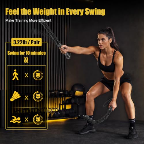 Weighted Ropeless Battle Ropes - Portable Cordless Design, Black