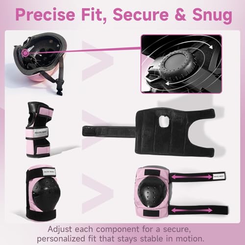 Skating Protective Gear Set - Helmet, Knee Pads, Elbow Pads & Wrist Guards - Pink