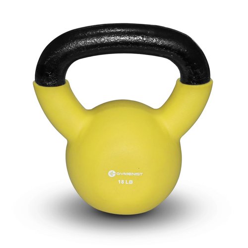 GYMENIST Kettlebell Fitness Iron Weights with Neoprene Coating Around The Bottom Half of The Metal Kettle Bell (18 LB)