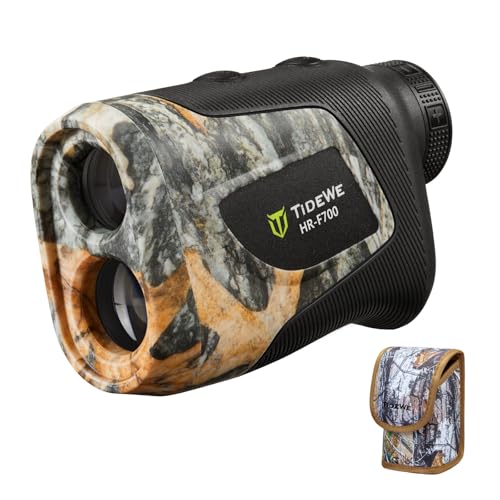 Hunting Rangefinder - Rechargeable Camo Laser Range Finder 700 Yards | 6X Magnification, Water-Resistant, Carry Case - Leaf Camo