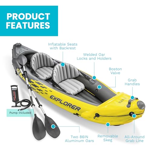 Explorer K2 Inflatable Kayak Set for 2 - Includes Oars & Pump