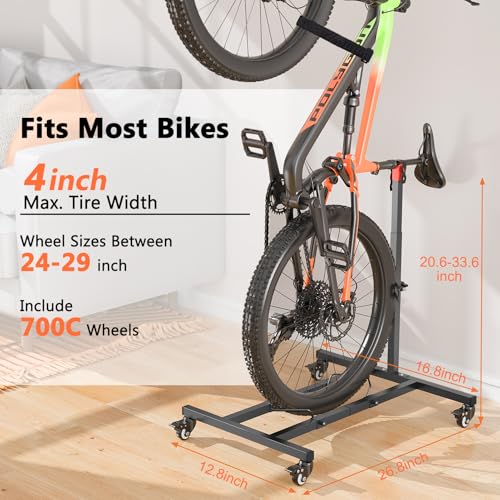 Vertical Bike Stand,Freestanding Space-Saving Bike Rack with Adjustable Height for Wheels Sizes up to 29¡±,Indoor Bike Storage Rack for Garage & Apartment, Upright Bicycle Floor Holder for MTB Road