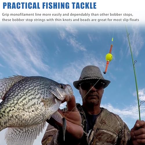Fishing Bobber Stops with Beads - Adjustable Slip Knot Set - 50pcs