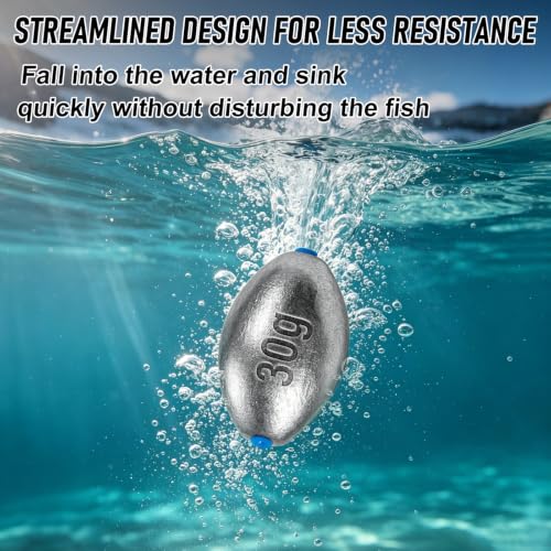 Egg Sinkers Fishing Weights - 1/4oz, 20pcs Lead Sinkers for Bass Fishing
