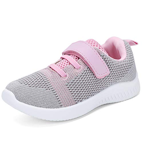 Nerteo Toddler Girls Boys Running & Walking Sneakers - Light Grey/Pink, Size 5