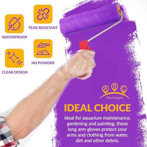 Disposable Elbow Gloves, 22 Inch Long. Clear Disposable Elbow Length Gloves for Food Handling, 1.1 mil HDPE