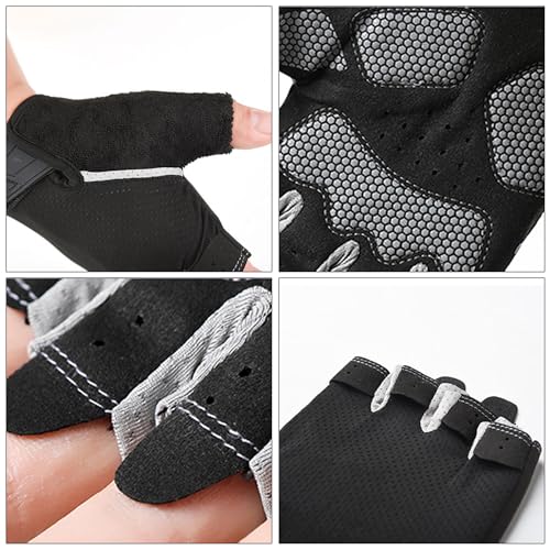 Workout Gloves for Men & Women - Full Palm Protection, Black / Large