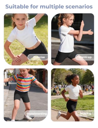 Girls High Waisted Spandex Athletic Shorts - Black, 7-8 Years