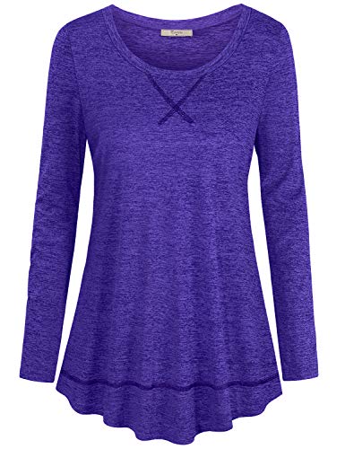 Moisture Wicking Long Sleeve Workout Tops for Women - Medium Purple