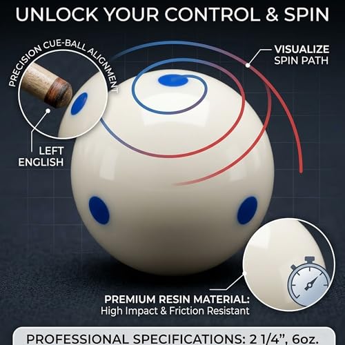 Billiard Practice Training Cue Ball - 2 1/4" Blue, 6 oz with 6 Spots