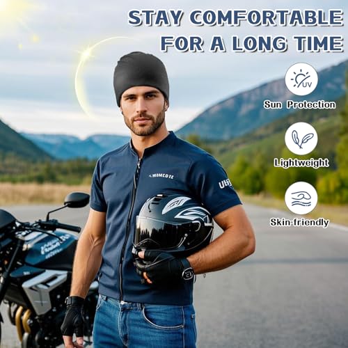 Cooling Skull Caps - 2 Pack Stretchy Sweat-Wicking Cycling Hats - Black+Black