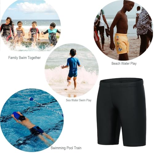 Boys Swim Jammers - UPF50+ Youth Swim Trunks - XX-Large Black