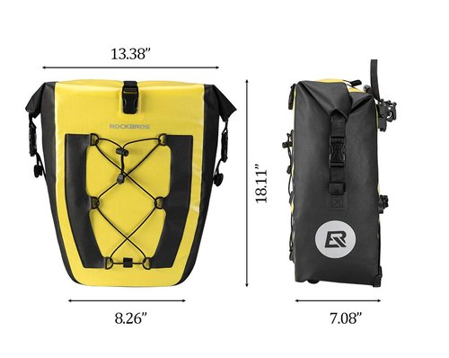 ROCKBROS Bike Pannier Waterproof 27L Large Capacity Bike Bag Rear Rack Bicycle Pannier Bag Waterproof for Grocery Touring Cycling Yellow*1