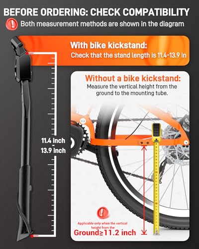 HENMI Bike Kickstand for 24-29 Inch Bicycles — 18mm Mount, 0.7in Base, 77 lb Capacity