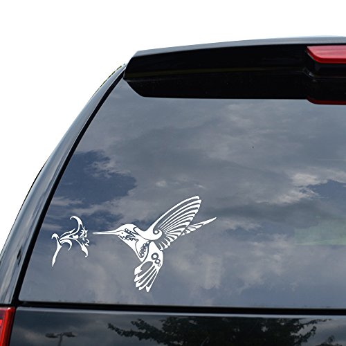 Tribal Art Hummingbird Decal Sticker - Red Glossy Finish - 7 Inch