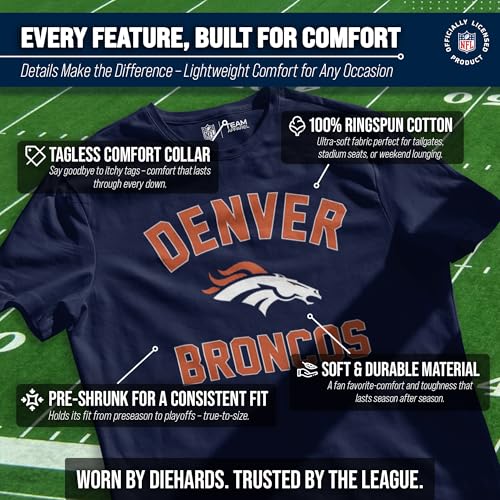 Denver Broncos NFL Gameday Cotton Blend T-Shirt 4X-Large Navy Men Women